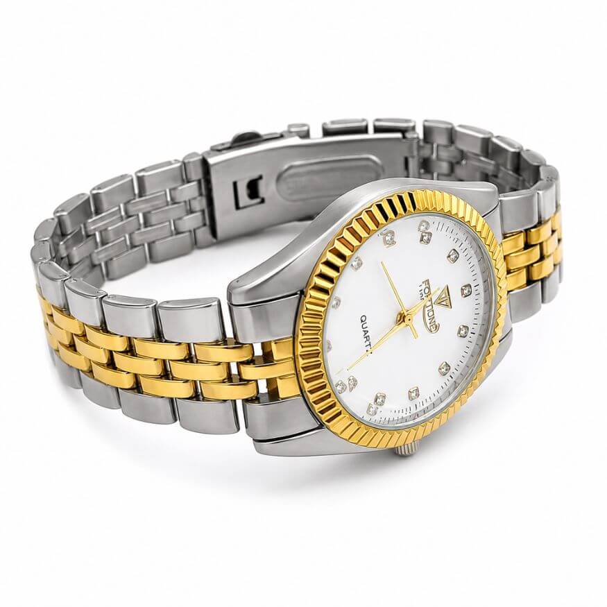 Fortune Silver & Gold Couple Watch 